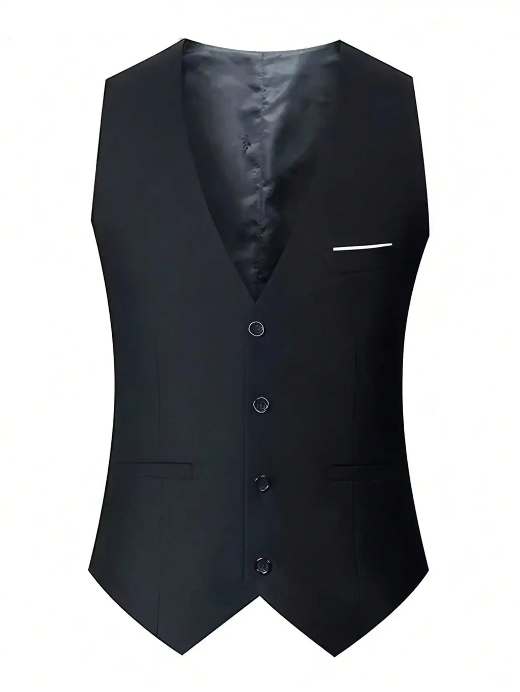 Men Lapel Black Collar 3 Pcs Suit Set Coat Vest Trousers / Business Groom Wedding Dress Fprmal Blazer Pants Waistcoat