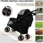 Double Dog Stroller or Medium Small Dogs and Cats Load-Bearing Up to 50lbs, Durable 360° Unil Wheels Lightweight One Hand oldale
