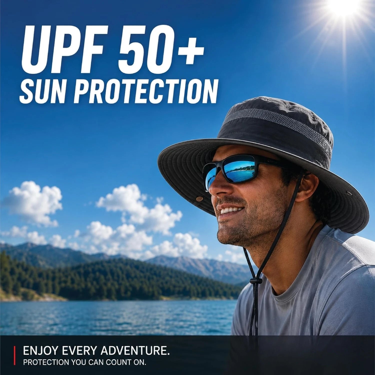 Spyder Breathable Cooling Boonie Sun Hat UPF 50+ Wide Brim Windproof Outdoor Bucket Hat for Men Fishing Hiking Safari Beach
