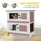 2-Story Indoor-Outdoor Pet House with Wheels for Rabbits and Guinea Pigs