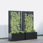47"x24" Metal Raised Garden Bed with Trellis 2 Pack Outdoor Planter Box with Wheels and Drainage Holes for Climbing Plants Flow