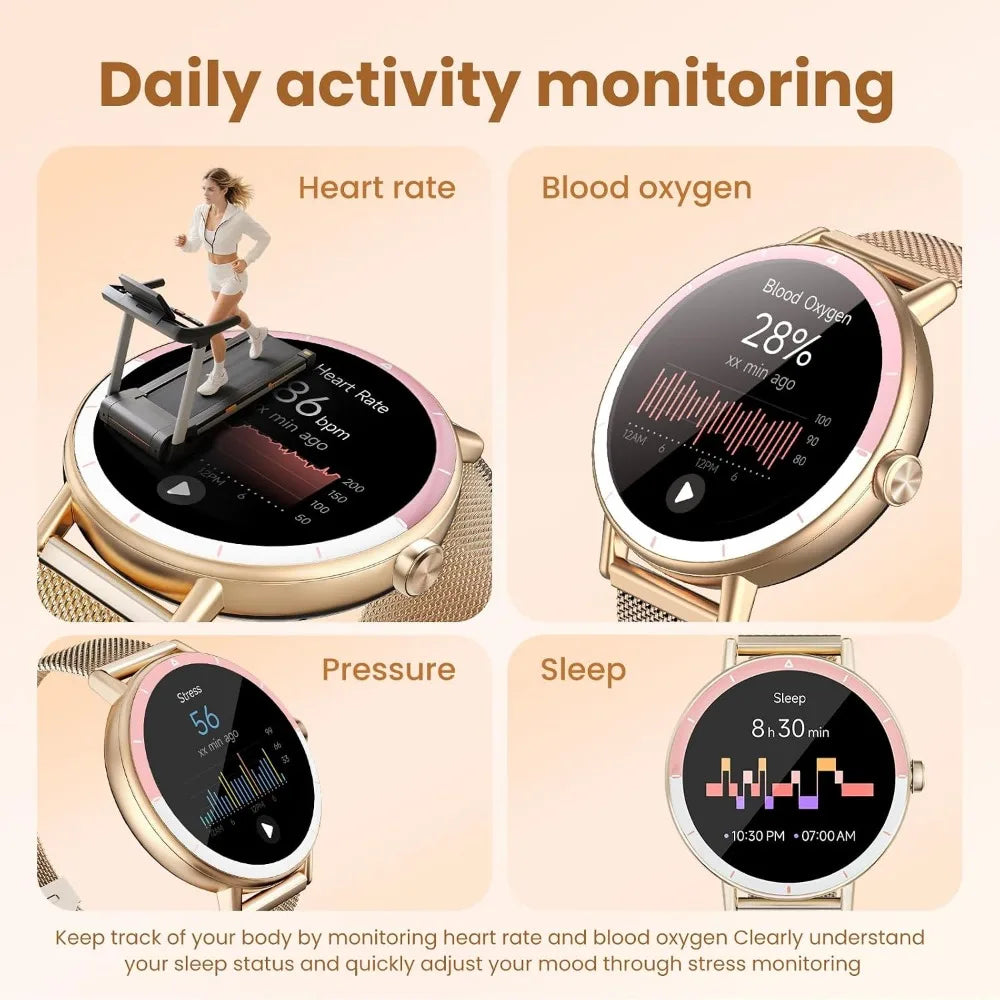 Smart Watches for Women, Waterproof Fitness Tracker with Bluetooth Calls, Activity Monitor, Heart Rate and SpO2