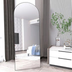 65 x 24 Large Arched Floor Mirror - Black Standing Full-Length Wall Mirror for Home Decor