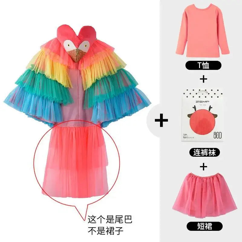 Halloween Children's Costume Cosplay Animal Parrot Performance Costume Kid Cloak Kindergarten Prom Animal Clothing