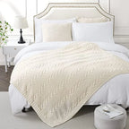 Knitted Throw Blanket 50" x 60" and 2 Pillow Covers (18" x 18") 3 Pcs Throw Blanket Set Decorative Throw Blankets for Couch Sof