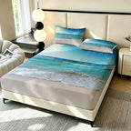 3pcs blue ocean Printed Coreless Bed Sheet Summer Set Multi Size Comfortable Bedding Decoration Machine Washable