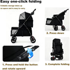 Double Dog Stroller or Medium Small Dogs and Cats Load-Bearing Up to 50lbs, Durable 360° Unil Wheels Lightweight One Hand oldale