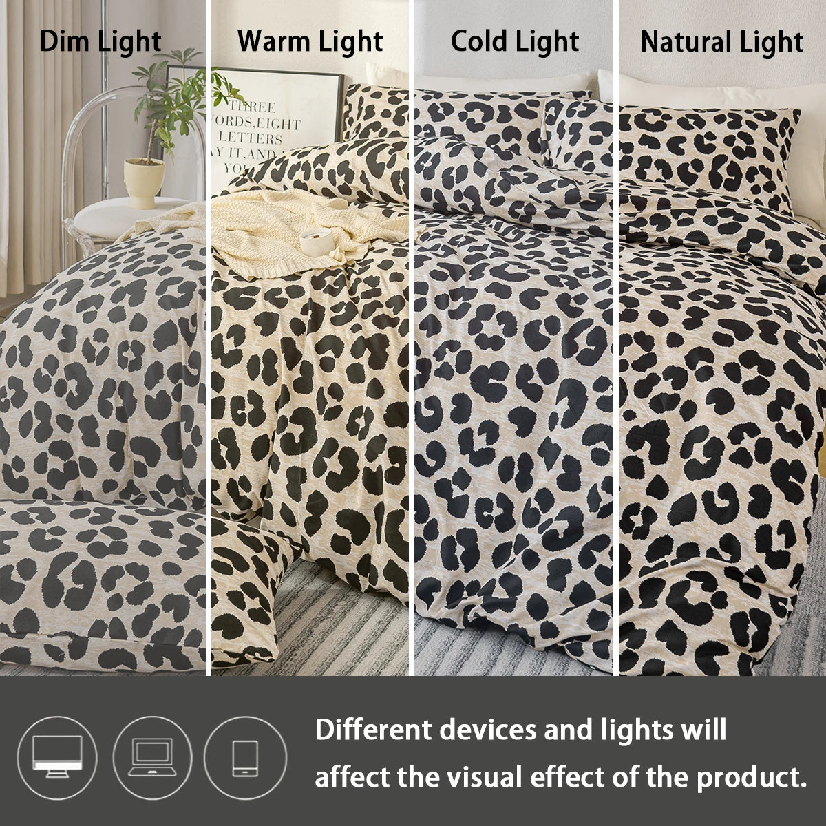 Fashionable Leopard Print Three-Piece Duvet Cover Set (1 Duvet Cover + 2 Pillowcases) Made of Ultra-Soft, Breathable Fabric, Skin-Friendly, Comfortable, Breathable, Machine Washable, Suitable for All Seasons, Elegant and Exqu