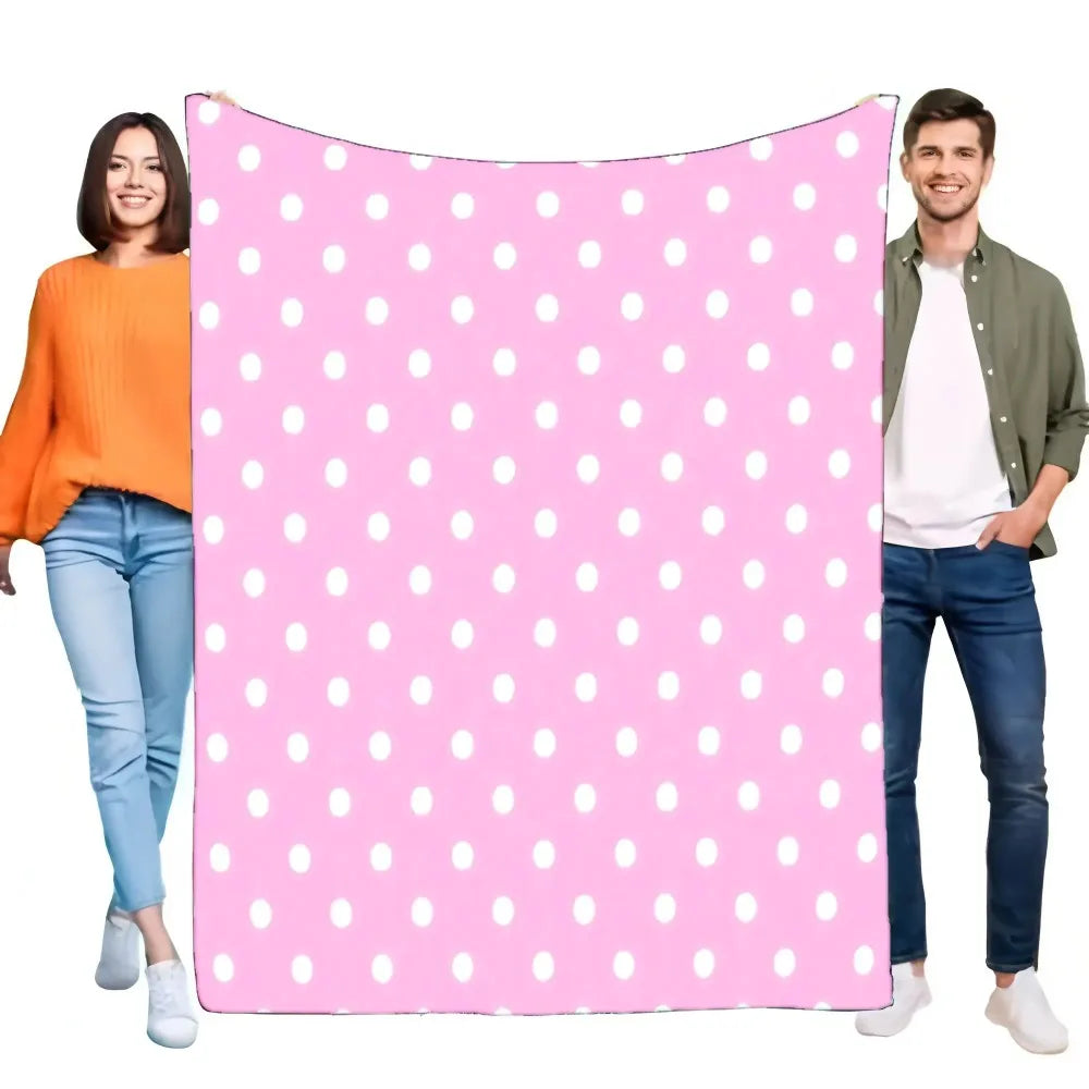 Pink Polka Dot Blanket Soft Cozy Sofa Throw Lightweight for All Seasons Comfortable Bed Cover Perfect Birthday or Holiday Gift