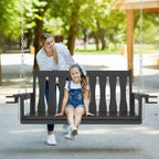 All-Weather 2-Seat Porch Swing with Cup Holders, Patio Swing Bench for Garden and Courtyard