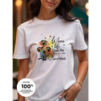 【New Arrival】Dandelion Butterfly Watercolor Print T-Shirt Women's Summer Cotton Casual Top