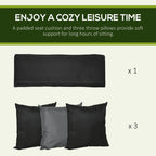 3-Seat Porch Swing Outdoor Swing Adjustable Canopy Cushion Black