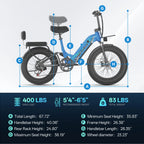 1000W Peak 20" Fat Tire Step-Thru Electric Bike 7-Speed City Commuter Ebike, 48V 20AH Removable Battery for Adults Cybervelo EK12