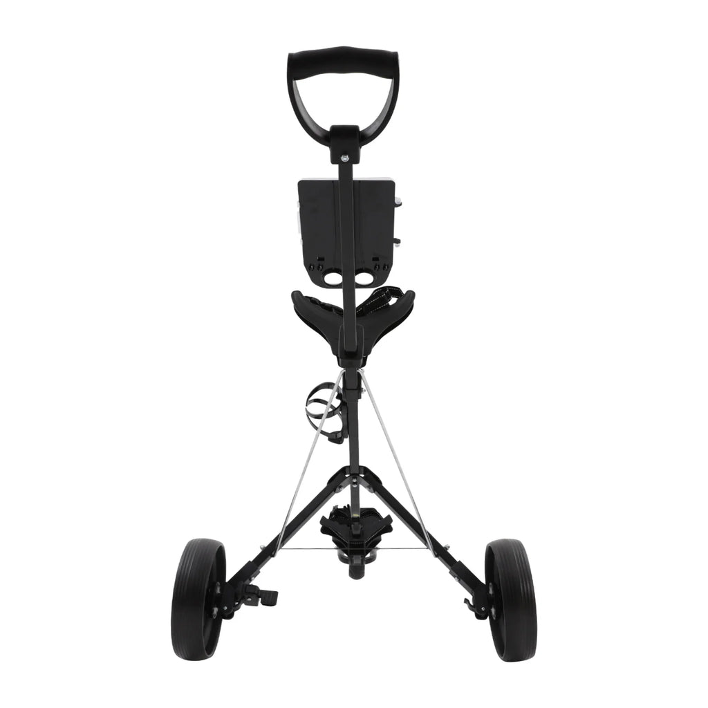 Golf Trolley, 3 Wheel Golf Push Cart, Folding Golf Cart, Heavy Duty Aluminum Frame, 44 lbs Load Capacity, Quick Fold, EVA Wheels, Foot Brake, Cup Holder, Scorecard
