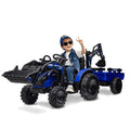 3-in-1 Ride-On Tractor with Excavator and Bulldozer Models — Kids Electric Construction Vehicle with Trailer, Digger, Shovel Bucket, Parent Remote Control, LED Lights, Music & USB, Battery