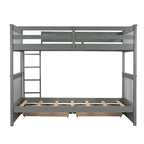 Gray Twin Over Twin Bunk Bed with Ladders and Storage Drawers LT000265AAE