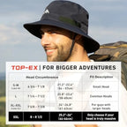 L/XL/XXL UV50+ Waterproof Bucket Sun Hat for Fishing Golf Hiking All-Weather Outdoor Rain Hat Stiff Brim