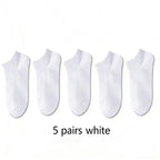 5 Pairs Women's Summer No-Show Socks - Breathable Cotton Low-Cut Socks, 3 Solid Colors for Effortless Outfits & Cool Comfort