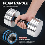Home Gym Workout - Upgraded Adjustable Steel Dumbbells, Silver, 40LB / 60LB, 2 in 1 Dumbbell Barbell Set