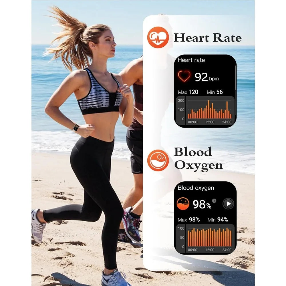 Smart Watches for Men and Women with 2 Bands, 1.8" Display, Fitness Tracker, Waterproof White