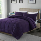 All Season Lightweight Comforter Set 3Pcs Soft Quilted Bedding Sets Box-Stitch Bed in a Bag Include 1 Comforter 2 Pillowcases Breathable Home Bedroom Textile Decor