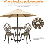 Patio Bistro Sets 3 Piece, Outdoor Rust-Resistant Cast Garden Table and Chairs, Bronze