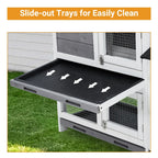 58'' Bunny Hutch Indoor Bunny Cage, with 3 Leak-Proof Removable Trays, Wooden Waterproof Roof Rabbit Hutch Indoor/Outdoor, 2-Tier Bunny House/Chicken Coop, Gray and Black