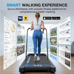 Compact Folding Treadmill with Incline, Handle Bar, and Voice Control for Home Use