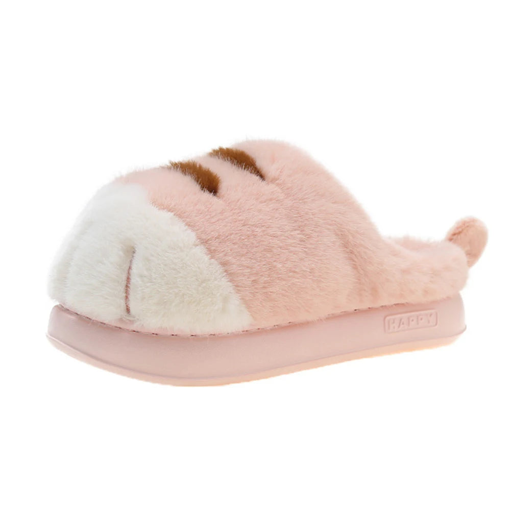 3D Cat Paw Plush Slippers Warm Slip-on House Shoes Comfortable Fluffy Home Slippers Anti Slip Cute Paw Slippers for Men Women