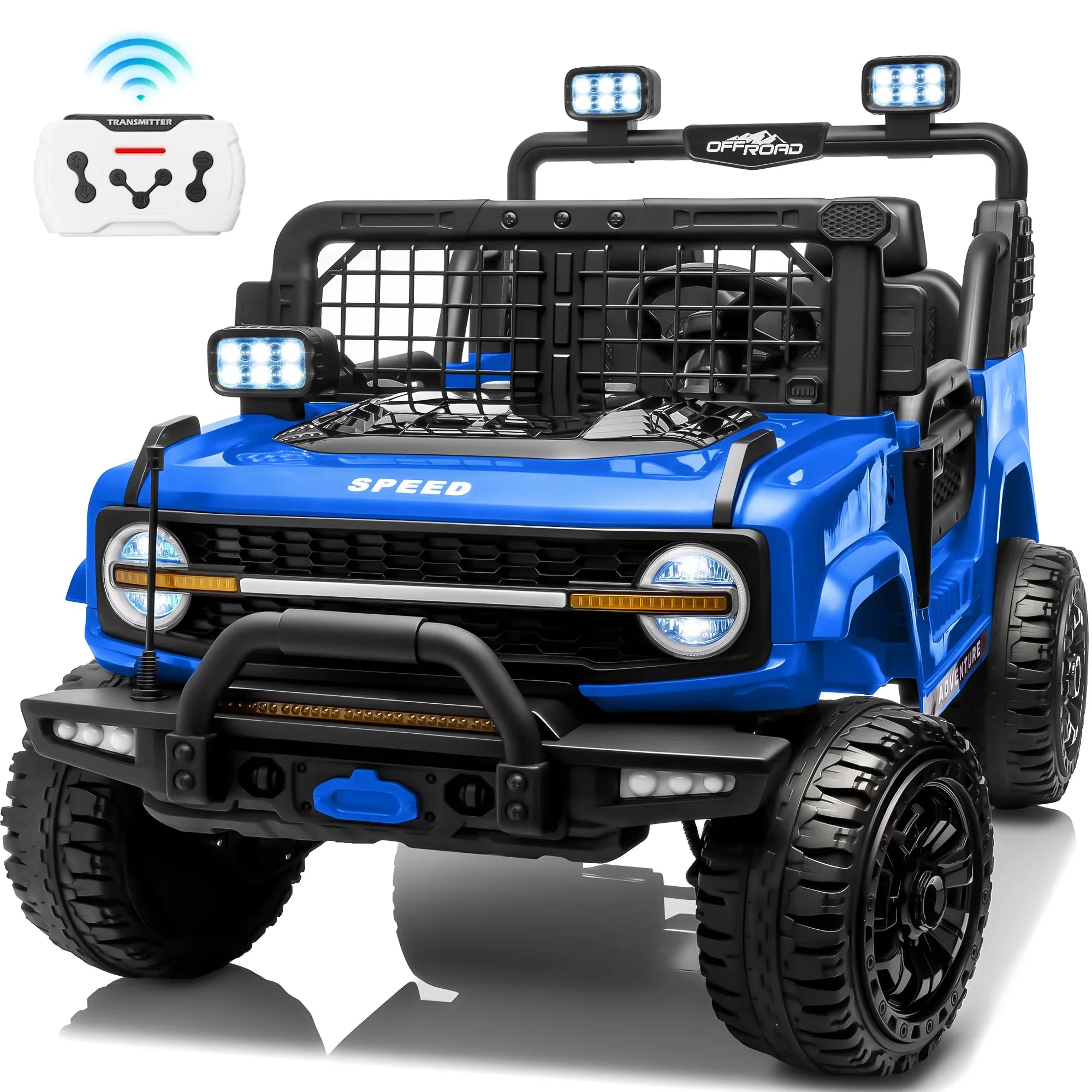 2 Seater 24V Kids Electric Ride On Off-Road Truck with Remote Control Bluetooth LED Lights, 2-Seat Ride On Vehicle Toy for Kids Boys Girls Gift