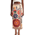 Womens Floral Wrap Midi Skirt Summer Adjustable Tie Side Casual High Waist A Line Beach Boho Long Fla Skirts