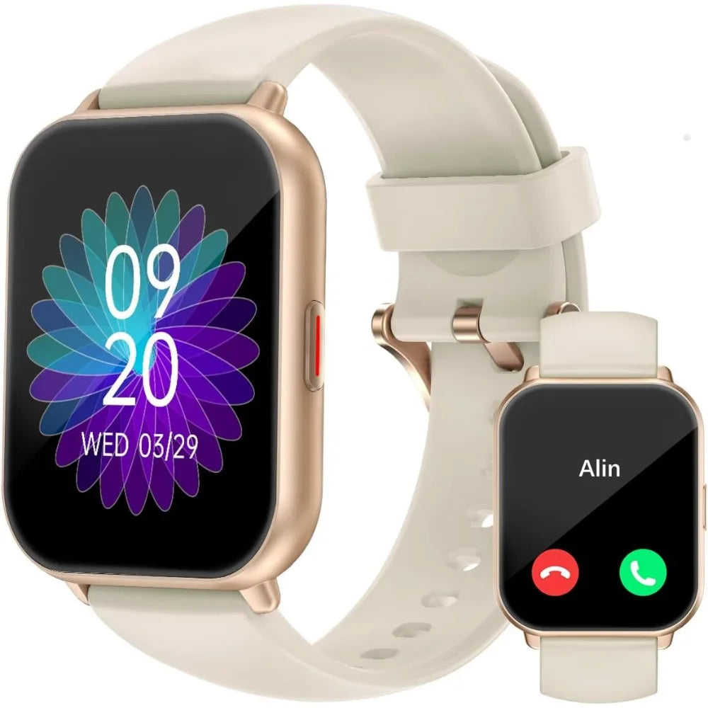 Smart Watches for Men and Women with 2 Bands, 1.8" Display, Fitness Tracker, Waterproof White