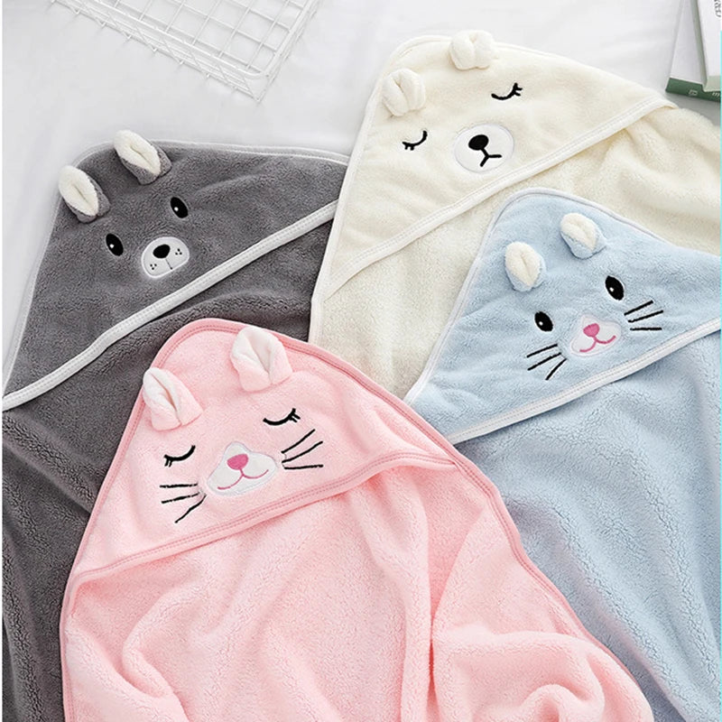 Toddler Bathrobe Infant Bath Towel Boy Girl Blankets Swaddle With Hood Cartoon Coral Fleece Towel Blanket Newborn Kids Bedding baby bath towel banheiras de bebê robôs bathrobes