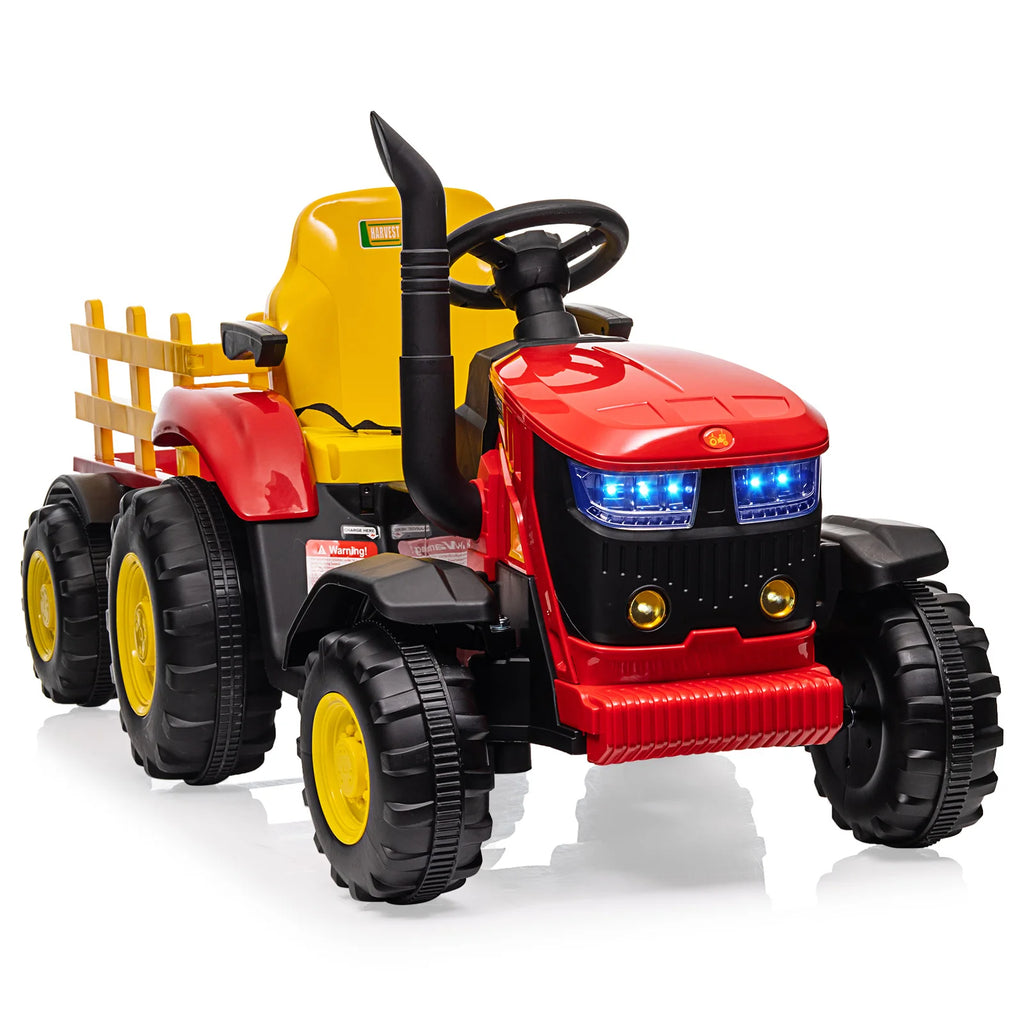 12V Kids Electric Tractor Ride On Toy With Dual Motors, 4 Wheel Battery Powered Farm Vehicle, 4 MPH Toddler Quad For Ages 3-6