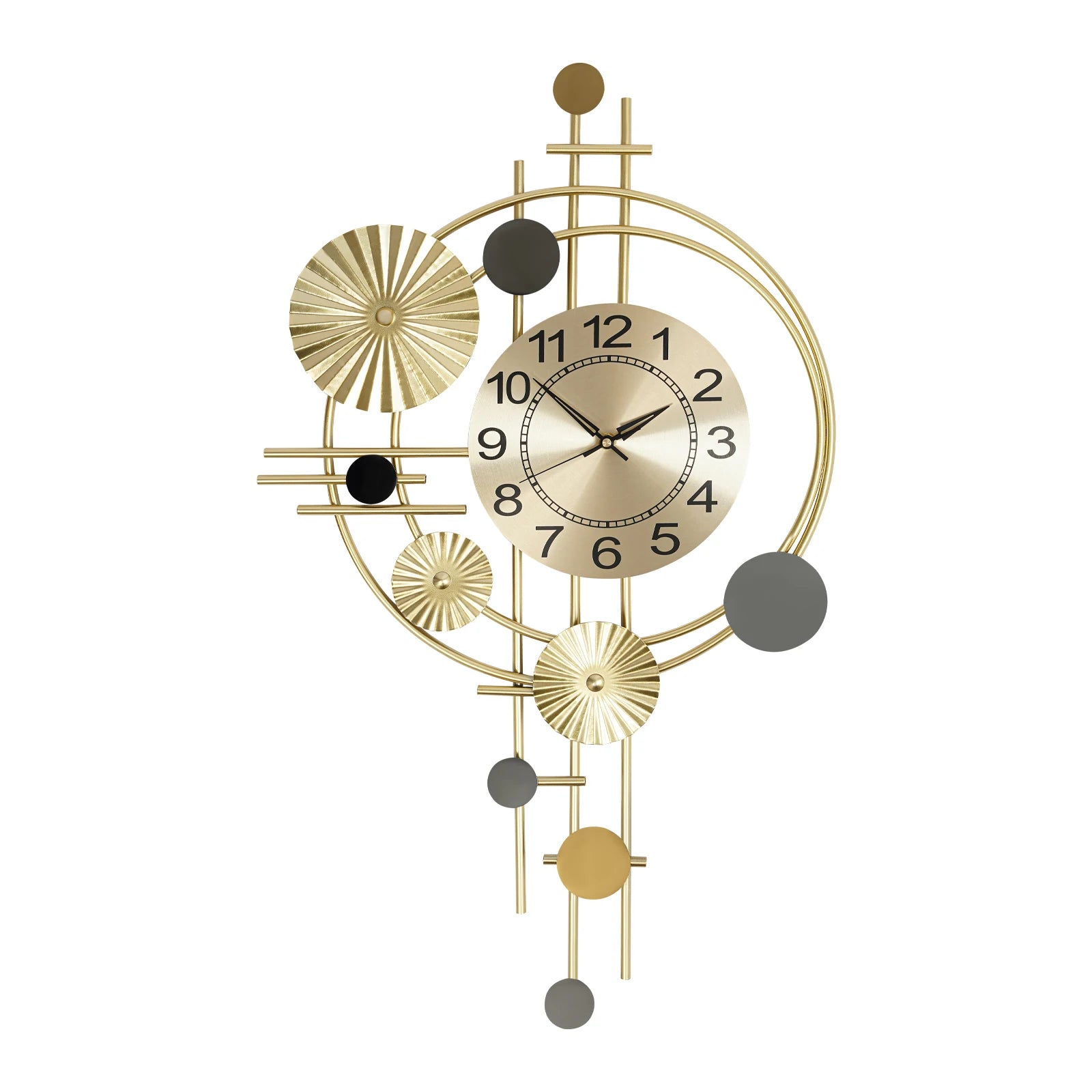 Metal Wall Clock, Luxury Decorative Art Clock, Battery Powered Round Wall Decor Silent Clocks 17.72*30.71in for Home Living Room Bedroom Kitchen Office Decor