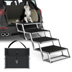 Extra Wide Dog Stairs for Large Dogs, Foldable Dog Ramp for Car with Non-Slip Surface, Dogs Stairs for Cars, High Beds, Truck,