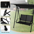 2-Seat Patio Swing Porch Swing w/ Adjustable Canopy for Garden Black Outdoor Furniture