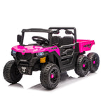 24V 400W Kids Ride on Electric Tractor with Parent Remote Control Suspension Bluetooth Music 1.86-3.11MPH for Kids Pink