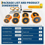 44/66/88 LBS 4-In-1 Adjustable Home Gym Set - Dumbbell, Kettlebell, Barbell, Strength Training for Full Body Workout
