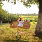 Heavy Duty Outdoor Swing Chair Bench Only Wooden Porch Swing with Chains Outdoor Furniture