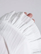 Womens Summer Solid White Ruffle Short Sleeve Blouse