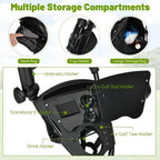 3-Wheel Folding Golf Cart with Adjustable Seat, Umbrella Holder, and Foot Brake for Men & Women
