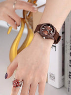 REBIRTH 1pc Women's Silicone Strap Casual Versatile Personalized Style Quartz Watch Suitable For Daily Wear