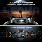 1.52" HD Fitness Tracker Watch with Blood Pressure, SpO2, Heart Rate, Sleep Monitor, 110 Sports Modes, 1000mAh Battery for Men