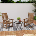 2 Outdoor Rocking Chairs, HDPE High Back Patio Rockers, Brown