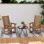 2 Outdoor Rocking Chairs, HDPE High Back Patio Rockers, Brown