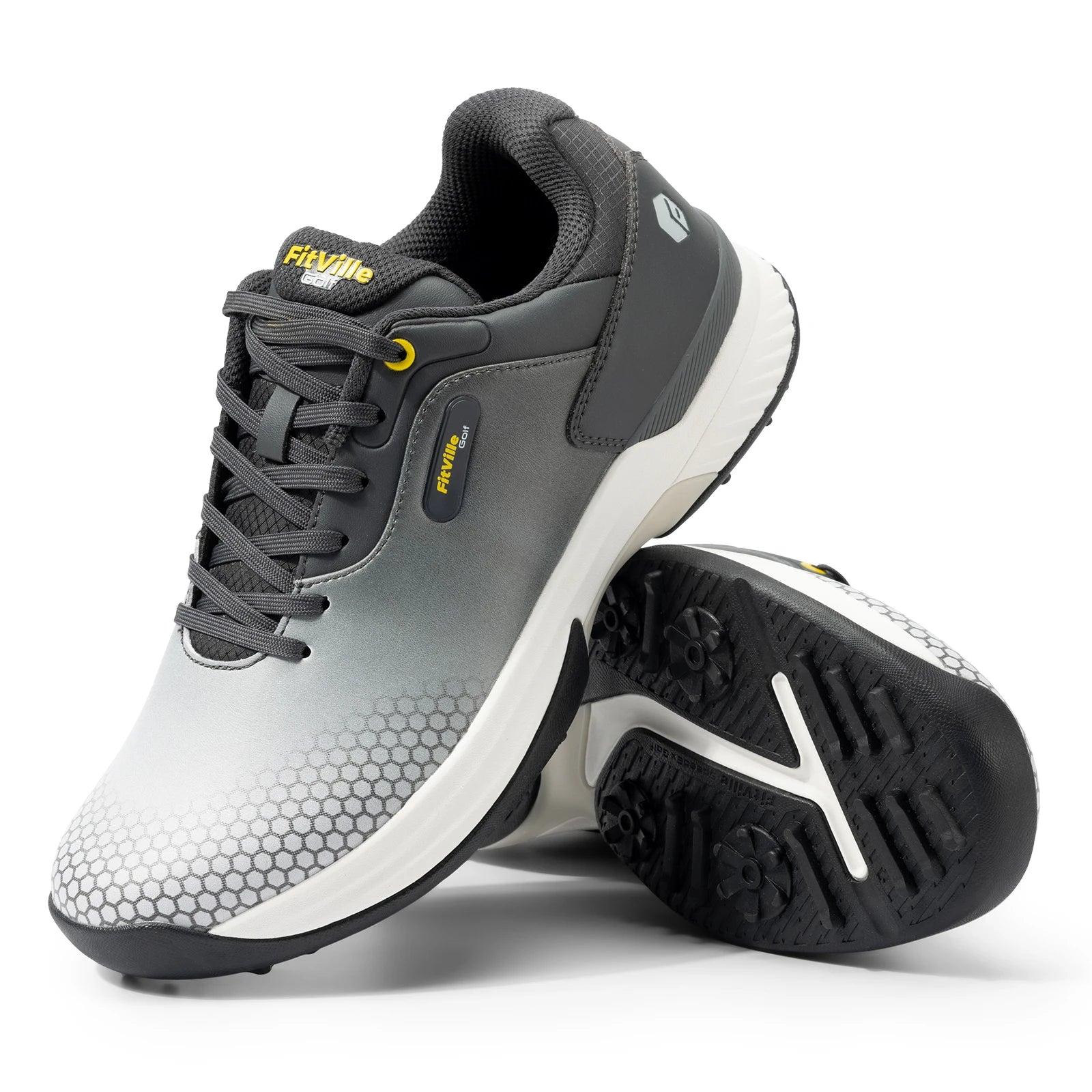 FitVille wide men's golf shoes non-slip wear-resistant comfortable pickleball sports shoes suitable for swollen feet relieve toe