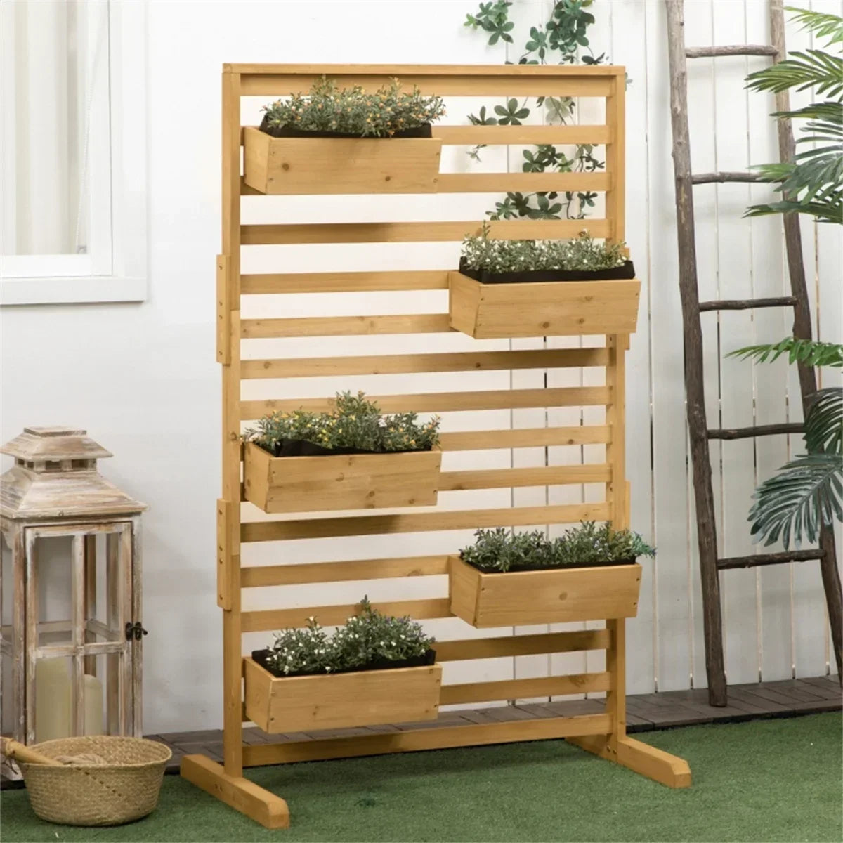 Wooden Planter Shelf Garden Trellis Stand Flower Plant Holder Pots Accessories for Home & Garden