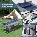 Portable Camping Hammock with Stand, Removable Pillow, Storage Net, Ideal for Adults Outdoors, Beach, Backyard, Garden, Lawn