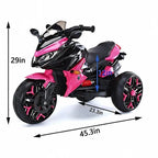 Kids Motorcycle Ride-On Motorcycle 3-Wheels Battery Powered Motorbike  Rechargeable 12 V kids  ride on toy with PU seat Training  Wheels/manual throttle/ drive by hand /Lighting  wheels